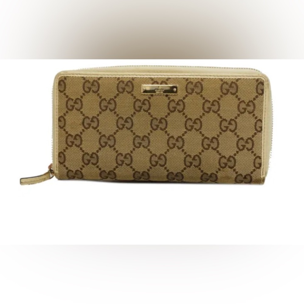 Authentic Gucci GG Monogram Zip Around Wallet